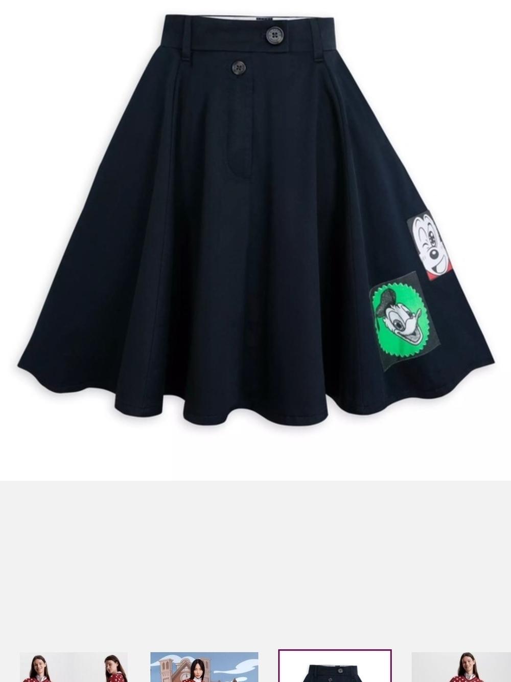 Tommy Hilfiger + Disney Black Flared Skirt with Character Patches